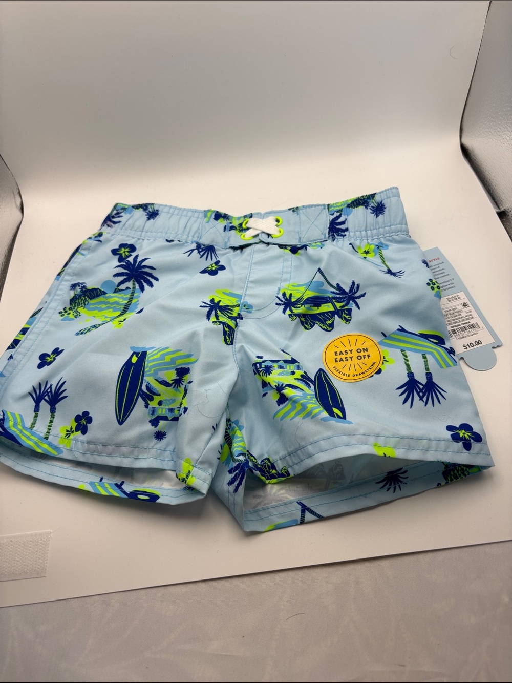 Cat & Jack Light Blue Tropical Print Swim Trunks